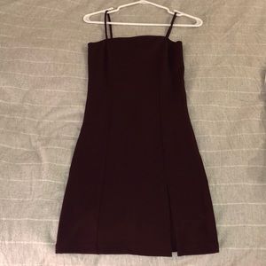 Plum colored, tight fitting date night dress